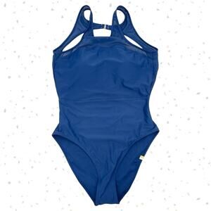 Summersalt Navy Blue High Neck Open Back One Piece Swimsuit The Mesh Freestyle 6